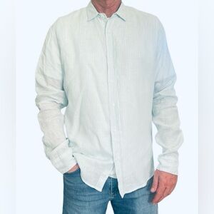 Frank & Eileen 100% linen Soft Mint & Light blue Shirt